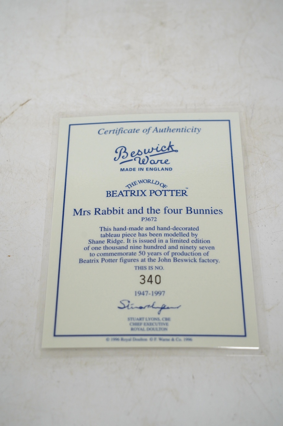 Seven John Beswick boxed figures to include Mrs Rabbit & four bunnies. Condition - good